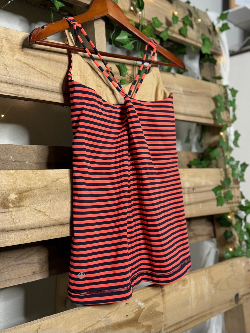 lululemon athletica Red and Black Striped Tank Top